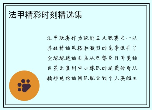 法甲精彩时刻精选集